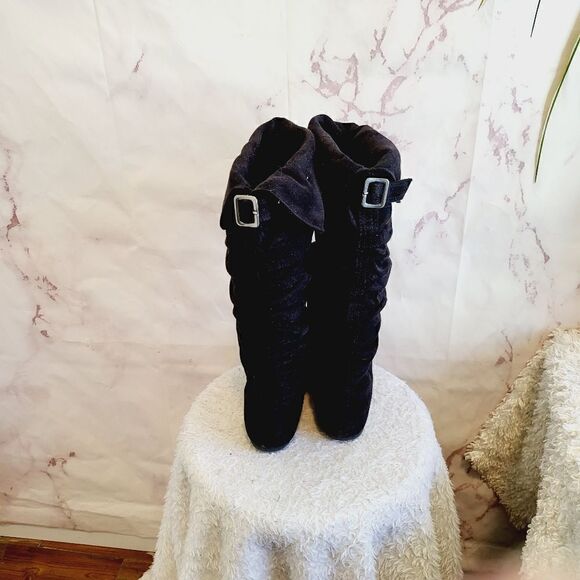 Report soft black flat scrunch boots - Picture 2 of 6